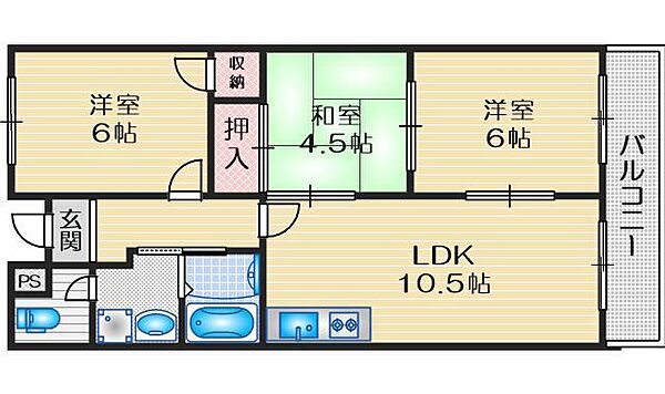 プールアミテェ ｜大阪府吹田市南金田２丁目(賃貸マンション3LDK・4階・59.00㎡)の写真 その2