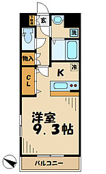 ベルベール 2階1Kの間取り