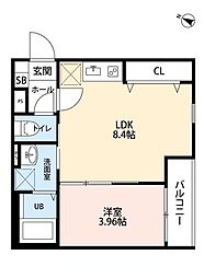 小田急江ノ島線 東林間駅 徒歩11分の賃貸アパート 3階1LDKの間取り