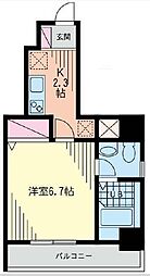 ルナグランデI 4階1Kの間取り