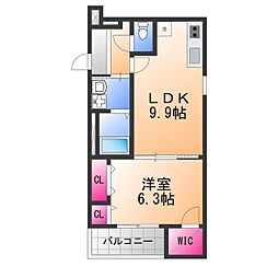 フジパレス森町 1LDKの間取図画像