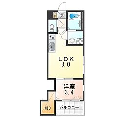 バルダ花園 1階1LDKの間取り