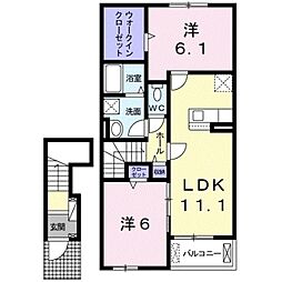 コンフォール 2階2LDKの間取り