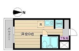 ポルタビアンカ 2階ワンルームの間取り