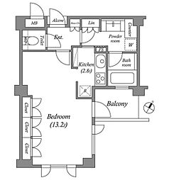 プラチナコート広尾 3階1Kの間取り