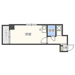 エクシード大名 1Kの間取図画像