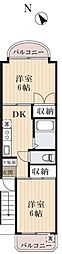 グランヴィル川越シティ 2DKの間取図画像