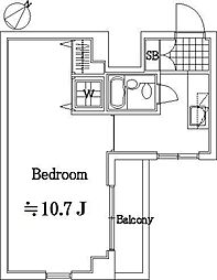 メインステージ下丸子 4階1Kの間取り