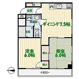 サザンコート 2DKの間取図画像