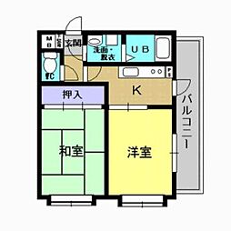 コンフォート西田 2Kの間取図画像