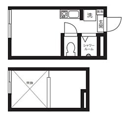 ル・ブリストル・カルハ 2階ワンルームの間取り