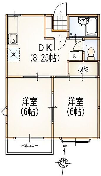 エステート唐木田 202｜東京都多摩市唐木田１丁目(賃貸アパート2DK・2階・40.00㎡)の写真 その2