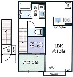 アンソレイユ高田馬場 2階1LDKの間取り