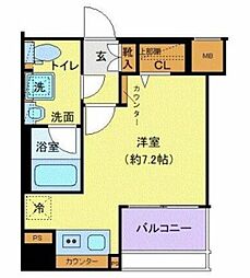 京成押上線 四ツ木駅 徒歩10分の賃貸マンション 4階ワンルームの間取り