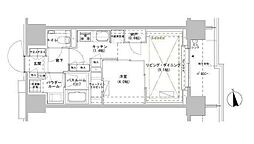 パークスフイア牛込神楽坂 1LDKの間取図画像