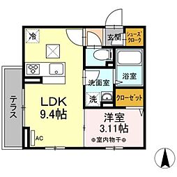コンフォート北綾瀬 1階1LDKの間取り