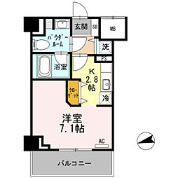 プレコート上鳥羽 5階1Kの間取り
