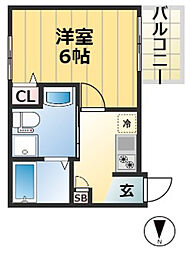 ワコーレヴィータ神戸中山手 1階1Kの間取り