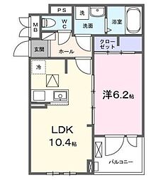 アミティ 1LDKの間取図画像
