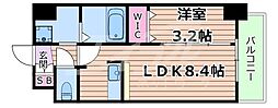 Osaka Metro今里筋線 緑橋駅 徒歩7分の賃貸マンション 9階1LDKの間取り