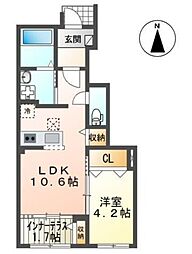 オールラウンド 1階1LDKの間取り
