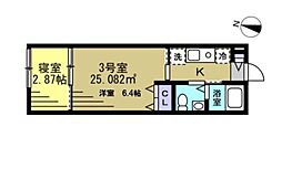 KT松戸六実 2Kの間取図画像