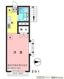 エステートピア コタニ 2階ワンルームの間取り