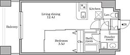 レジディア芝大門2 1LDKの間取図画像