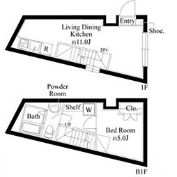 THE ONE Ichigaya 1LDKの間取図画像