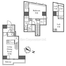 ザ・パークハビオ目黒フォート 5階1LDKの間取り