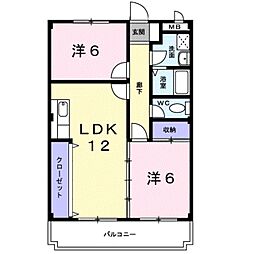 グレース吉田 2LDKの間取図画像