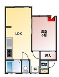 VANハイム 1LDKの間取図画像