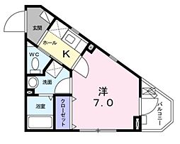 レガリアグレイス 2階1Kの間取り