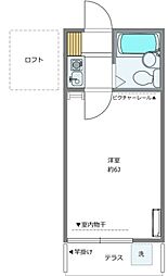 戸越サンハイツ 1階1Kの間取り