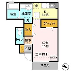 アリエル 1Kの間取図画像