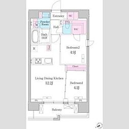 デュオメゾン品川戸越 2LDKの間取図画像