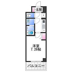 COCO-SURFRIDER 9階1Kの間取り