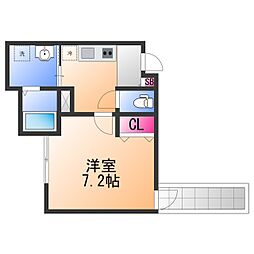 ALEGRIA津久野North 2階1Kの間取り