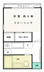林檎館 1Kの間取図画像