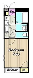 マメゾン相模原 1Kの間取図画像