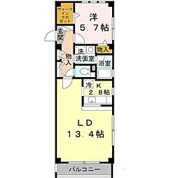 パルム・ドール 1LDKの間取図画像