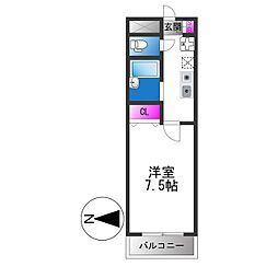 プリヴェ1号館 1Kの間取図画像