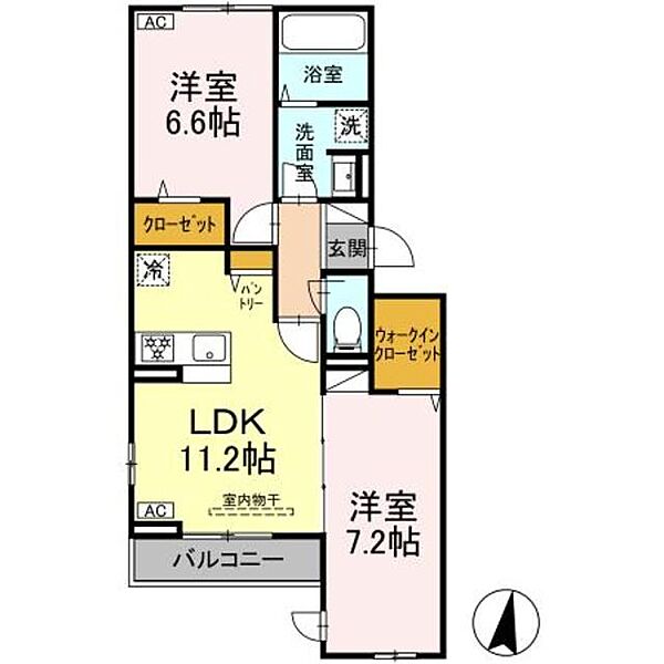 神奈川県座間市相武台１丁目(賃貸アパート2LDK・2階・57.82㎡)の写真 その2