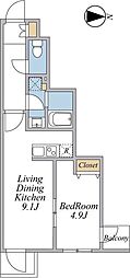 GRAN PASEO中目黒III 1LDKの間取図画像