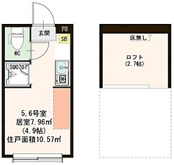ハーモニーテラス桜上水2 ワンルームの間取図画像