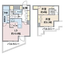 ユニーブル島津山 9階2LDKの間取り