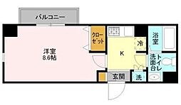登戸N・Tステージ 3階1Kの間取り