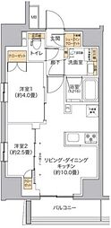 リビオメゾン新宿West 4階2LDKの間取り