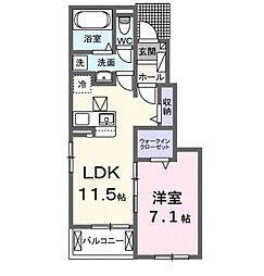 ステーション大美野 1階1LDKの間取り