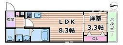 ALEGRIA岸辺 1LDKの間取図画像